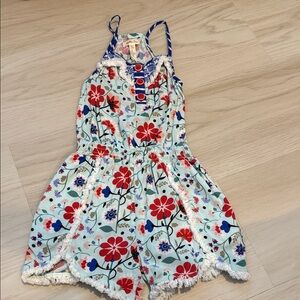 Matilda Jane Floral Romper with Red and Blue